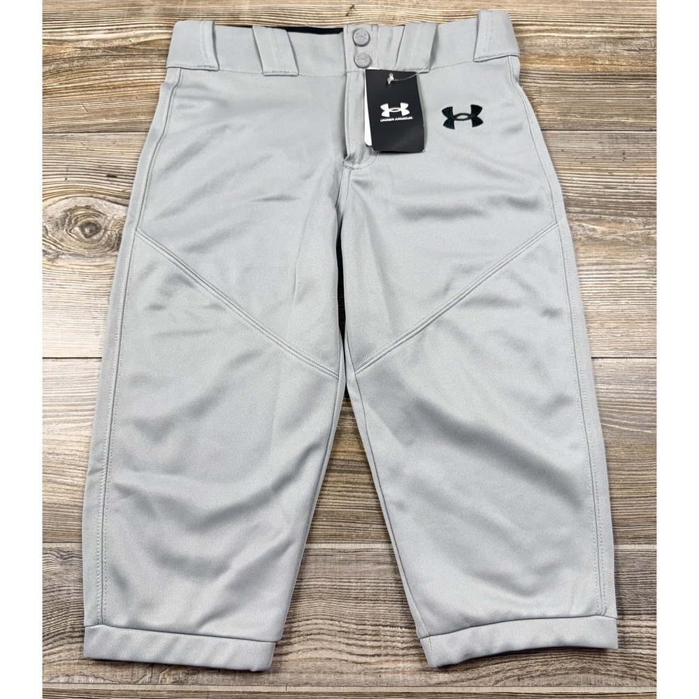 NEW Under Armour Youth Boys YM Knicker Baseball Pants Gray  Loose Fit #1375659